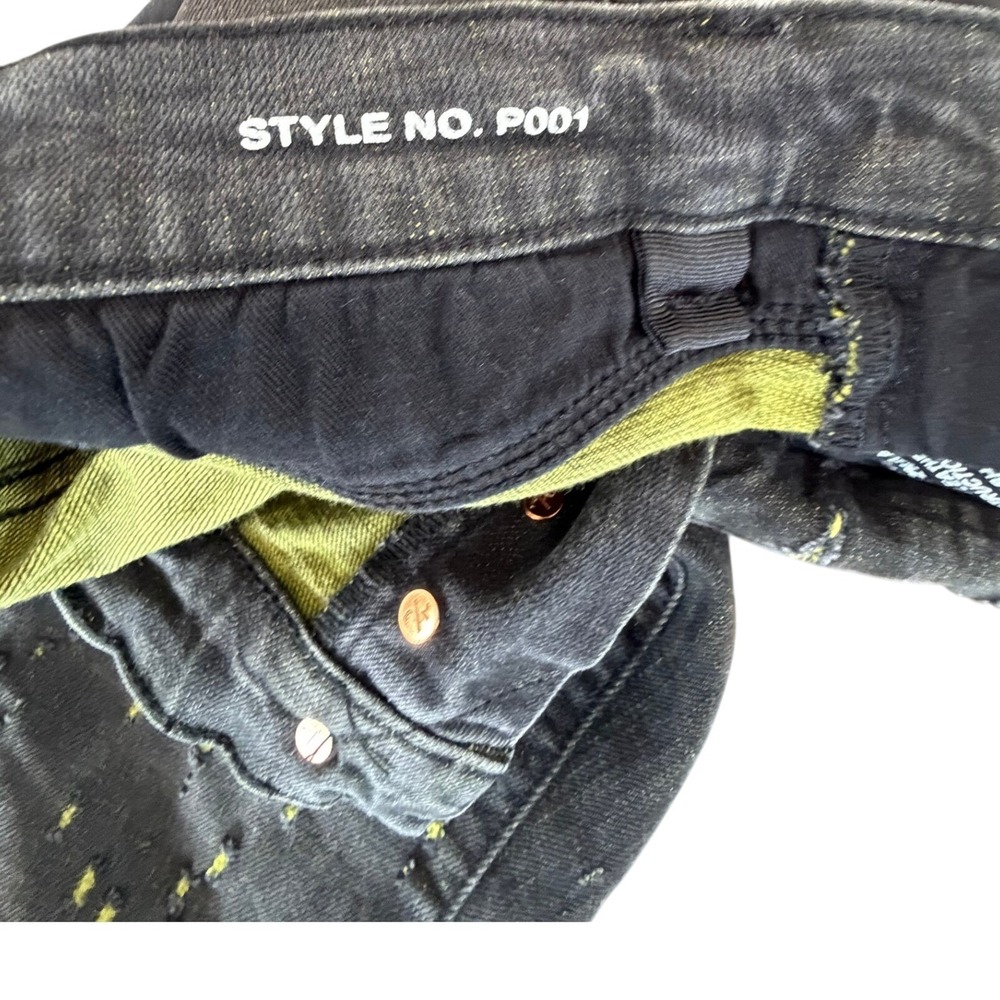 Purple Brand P001 Jeans | Black Wash w/ Yellow Contrast Weft |‎ Mens 31 | NWOT - Picture 9 of 13
